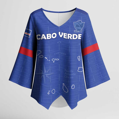 Custom Cape Verde Football Kimono Sleeve Blouse Come On Tubaroes Azuis - Blue