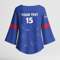 Custom Cape Verde Football Kimono Sleeve Blouse Come On Tubaroes Azuis - Blue