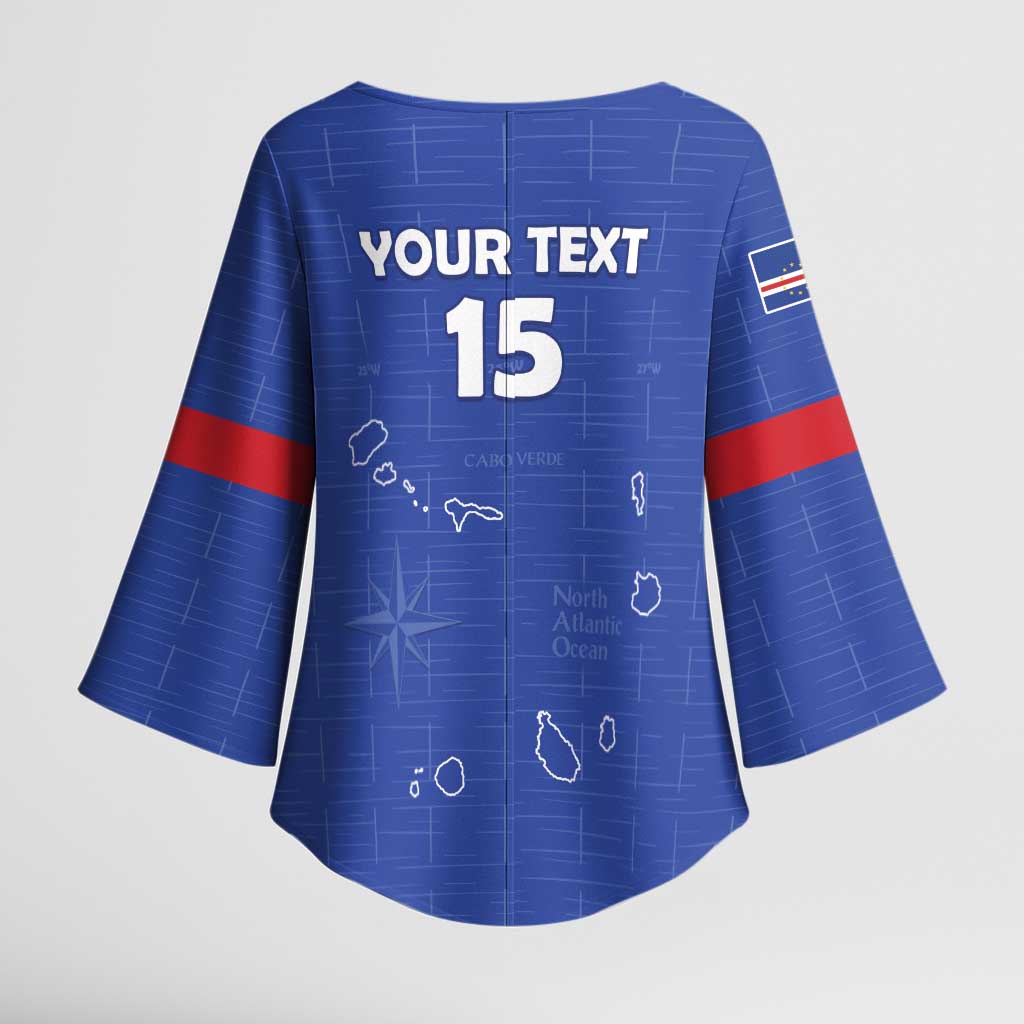 Custom Cape Verde Football Kimono Sleeve Blouse Come On Tubaroes Azuis - Blue