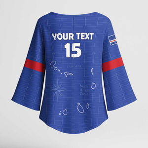 Custom Cape Verde Football Kimono Sleeve Blouse Come On Tubaroes Azuis - Blue
