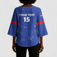 Custom Cape Verde Football Kimono Sleeve Blouse Come On Tubaroes Azuis - Blue