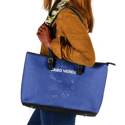 Cabo Verde Football Leather Tote Bag Go Tubaroes Azuis Go - Blue - African Pride