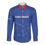 Custom Cabo Verde Football Long Sleeve Button Shirt Go Tubaroes Azuis Go - Blue - African Pride