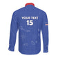 Custom Cabo Verde Football Long Sleeve Button Shirt Go Tubaroes Azuis Go - Blue - African Pride