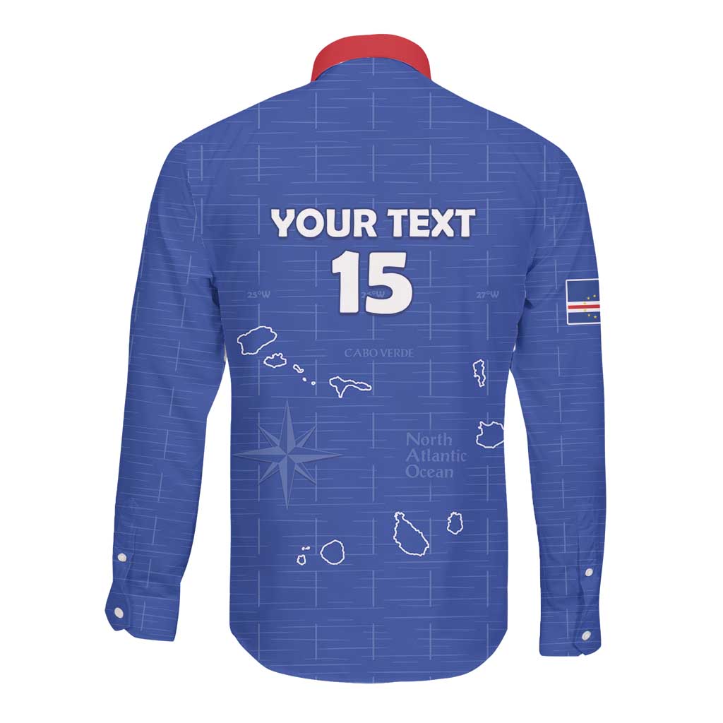 Custom Cabo Verde Football Long Sleeve Button Shirt Go Tubaroes Azuis Go - Blue - African Pride