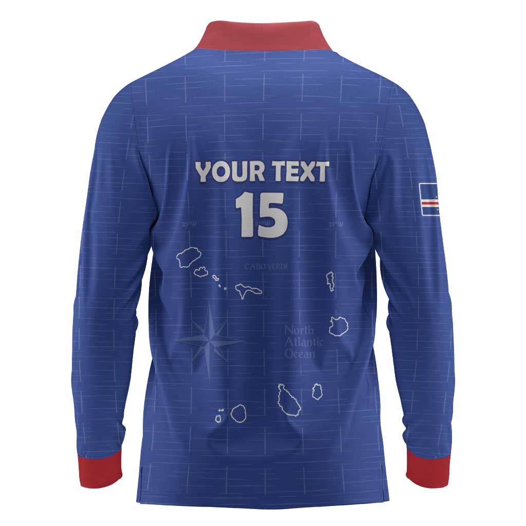 Custom Cabo Verde Football Long Sleeve Polo Shirt Go Tubaroes Azuis Go - Blue - African Pride