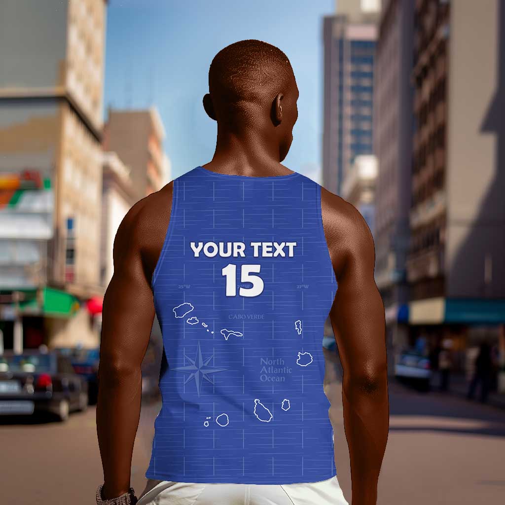 Custom Cabo Verde Football Men Tank Top Go Tubaroes Azuis Go - Blue - African Pride