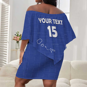 Custom Cabo Verde Football Off Shoulder Short Dress Go Tubaroes Azuis Go - Blue - African Pride
