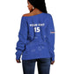 Custom Cabo Verde Football Off Shoulder Sweater Go Tubaroes Azuis Go - Blue - African Pride