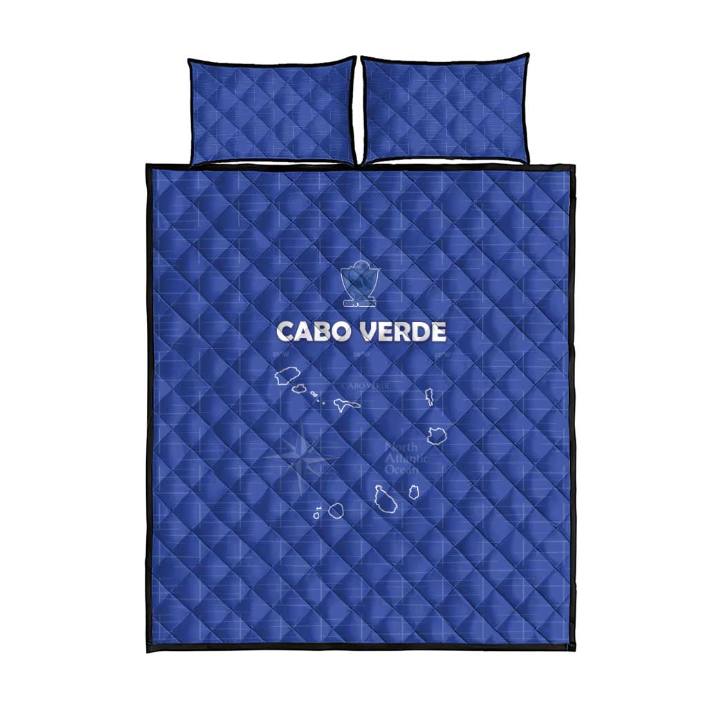Cabo Verde Football Quilt Bed Set Go Tubaroes Azuis Go - Blue - African Pride