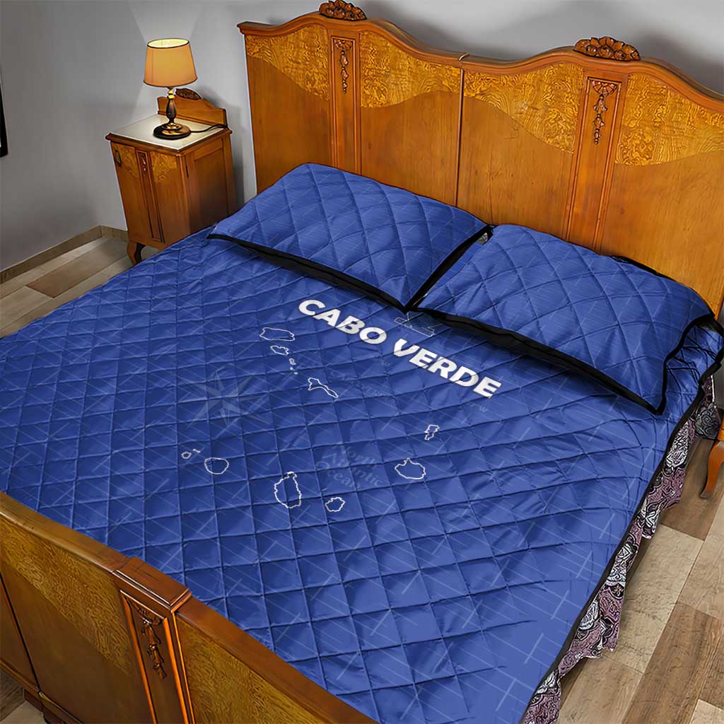 Cabo Verde Football Quilt Bed Set Go Tubaroes Azuis Go - Blue - African Pride