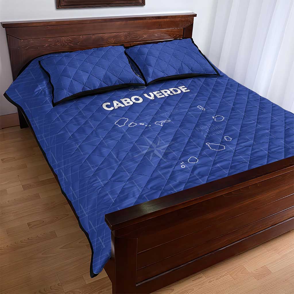 Cabo Verde Football Quilt Bed Set Go Tubaroes Azuis Go - Blue - African Pride