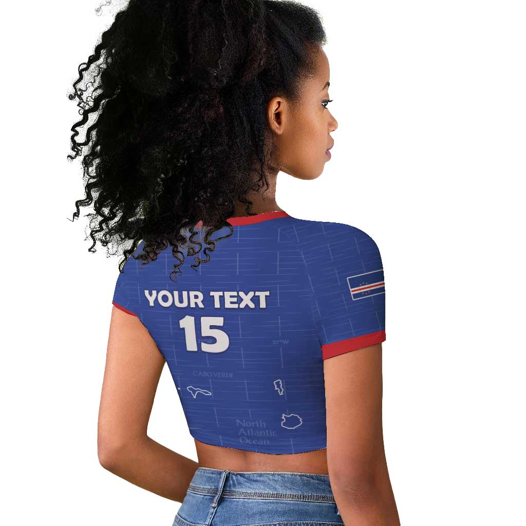 Custom Cabo Verde Football Raglan Cropped T shirt Go Tubaroes Azuis Go - Blue - African Pride