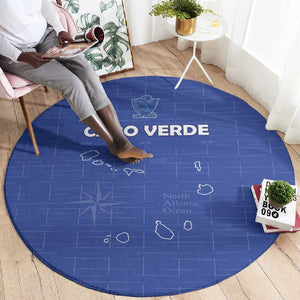 Cabo Verde Football Round Carpet Go Tubaroes Azuis Go - Blue - African Pride