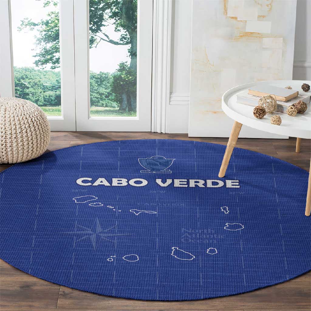 Cabo Verde Football Round Carpet Go Tubaroes Azuis Go - Blue - African Pride