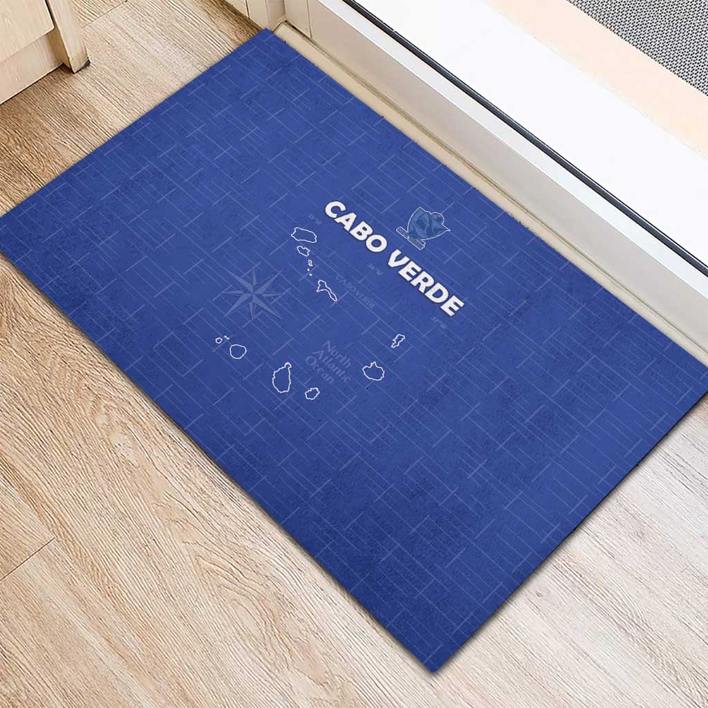 Cabo Verde Football Rubber Doormat Go Tubaroes Azuis Go - Blue - African Pride