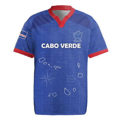 Custom Cabo Verde Football Rugby Jersey Go Tubaroes Azuis Go - Blue - African Pride