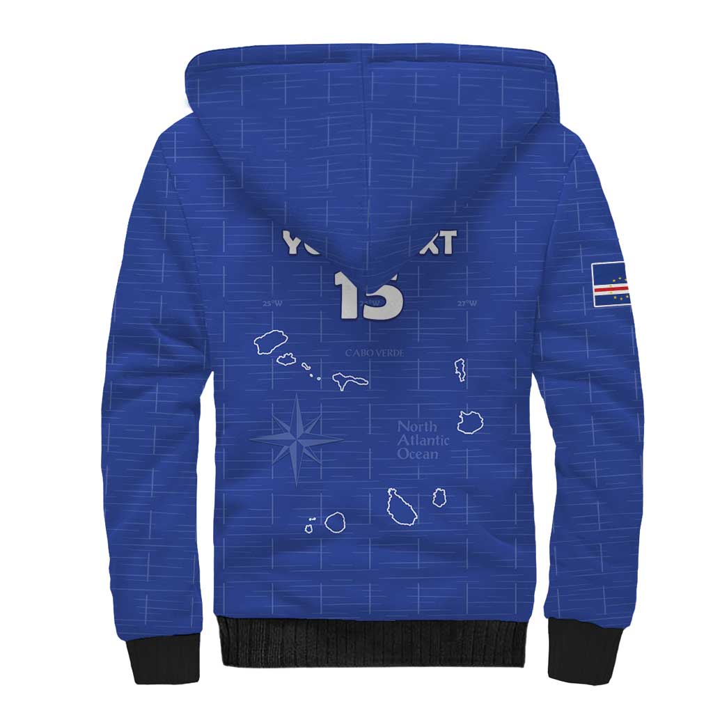 Custom Cabo Verde Football Sherpa Hoodie Go Tubaroes Azuis Go - Blue - African Pride