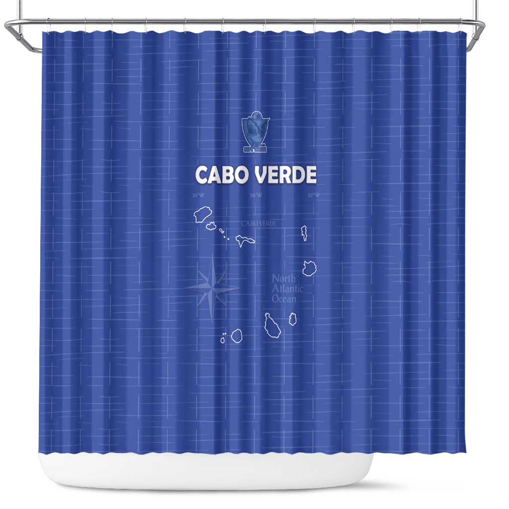 Cabo Verde Football Shower Curtain Go Tubaroes Azuis Go - Blue - African Pride