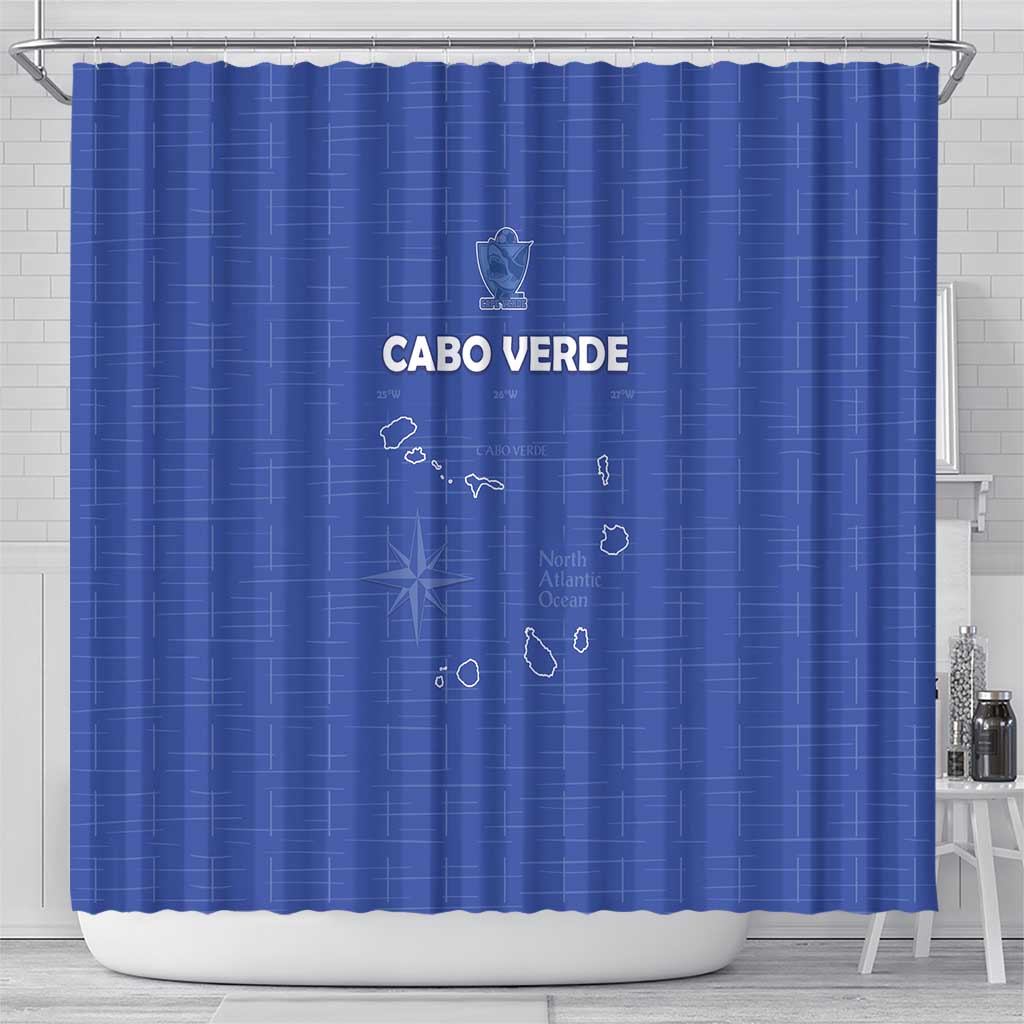Cabo Verde Football Shower Curtain Go Tubaroes Azuis Go - Blue - African Pride