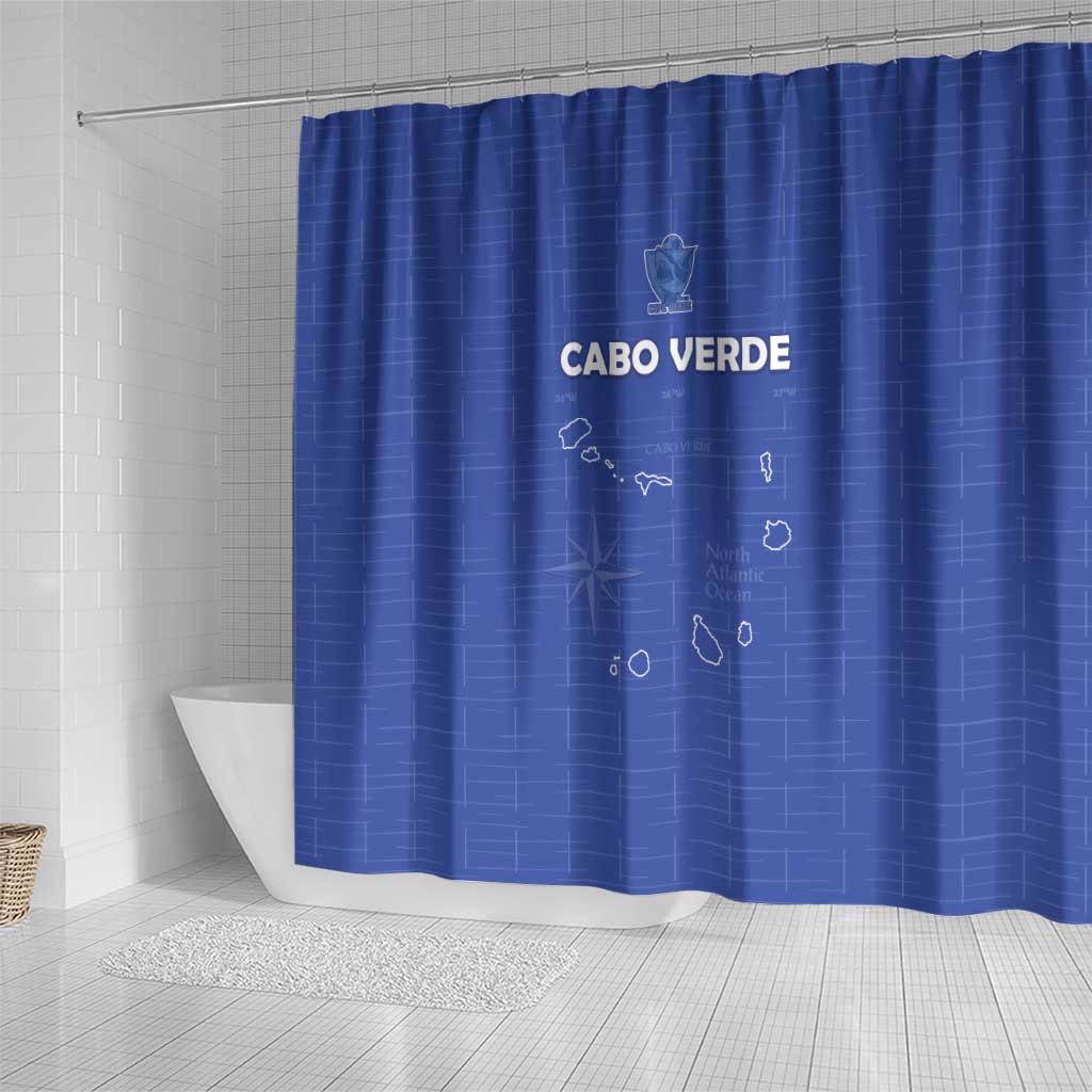 Cabo Verde Football Shower Curtain Go Tubaroes Azuis Go - Blue - African Pride