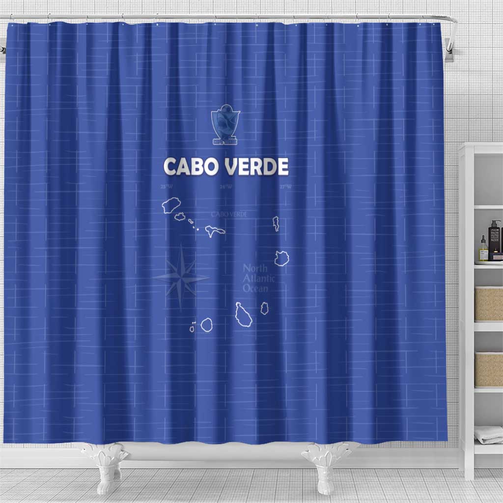 Cabo Verde Football Shower Curtain Go Tubaroes Azuis Go - Blue - African Pride