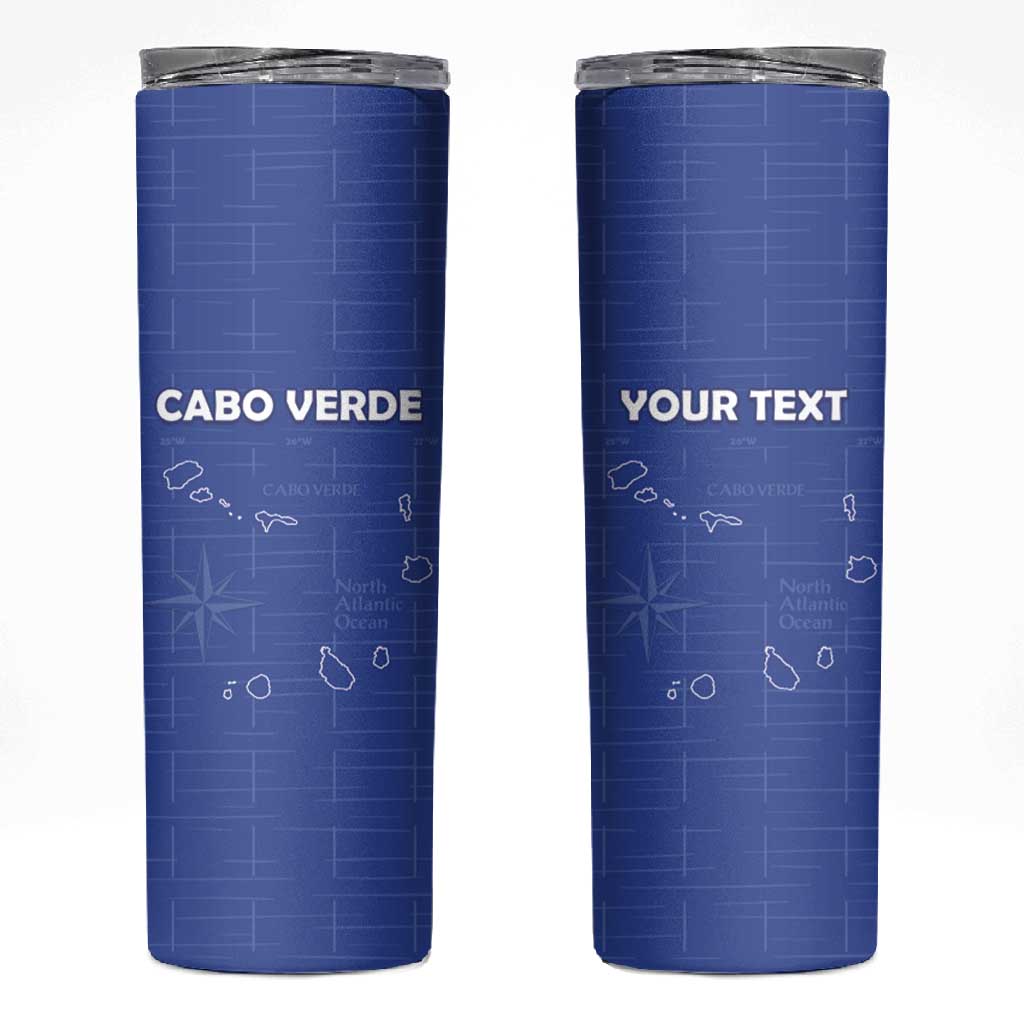 Custom Cabo Verde Football Skinny Tumbler Go Tubaroes Azuis Go - Blue - African Pride