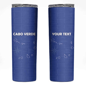 Custom Cabo Verde Football Skinny Tumbler Go Tubaroes Azuis Go - Blue - African Pride