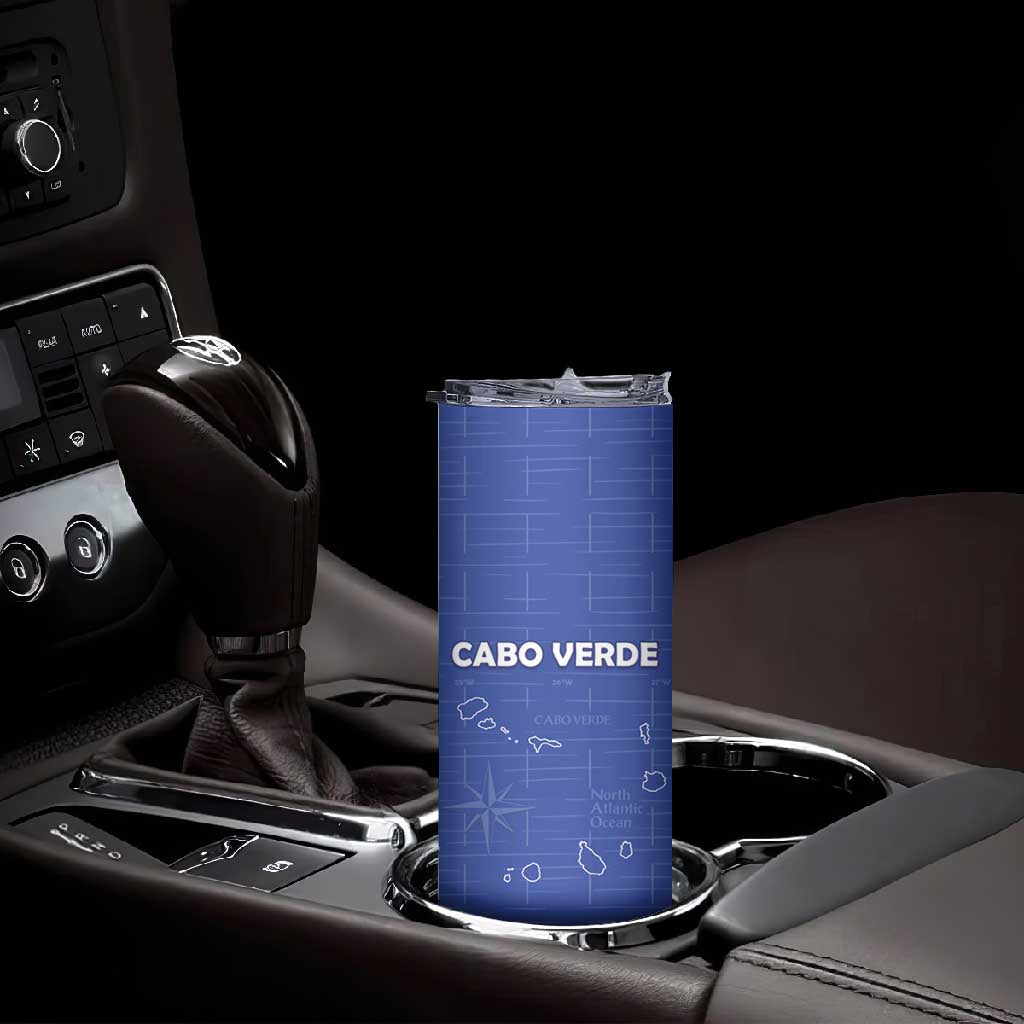 Custom Cabo Verde Football Skinny Tumbler Go Tubaroes Azuis Go - Blue - African Pride
