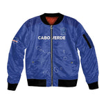 Custom Cabo Verde Football Sleeve Zip Bomber Jacket Go Tubaroes Azuis Go - Blue - African Pride