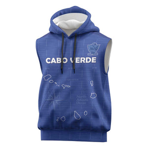 Custom Cabo Verde Football Sleeveless Hoodie Go Tubaroes Azuis Go - Blue - African Pride