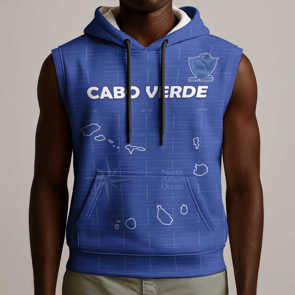 Custom Cabo Verde Football Sleeveless Hoodie Go Tubaroes Azuis Go - Blue - African Pride