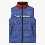 Custom Cape Verde Football Sleeveless Puffer Jacket Come On Tubaroes Azuis - Blue
