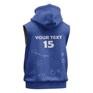 Custom Cabo Verde Football Sleeveless Zip Hoodie Go Tubaroes Azuis Go - Blue - African Pride
