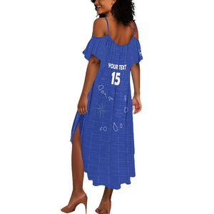 Custom Cabo Verde Football Summer Maxi Dress Go Tubaroes Azuis Go - Blue - African Pride