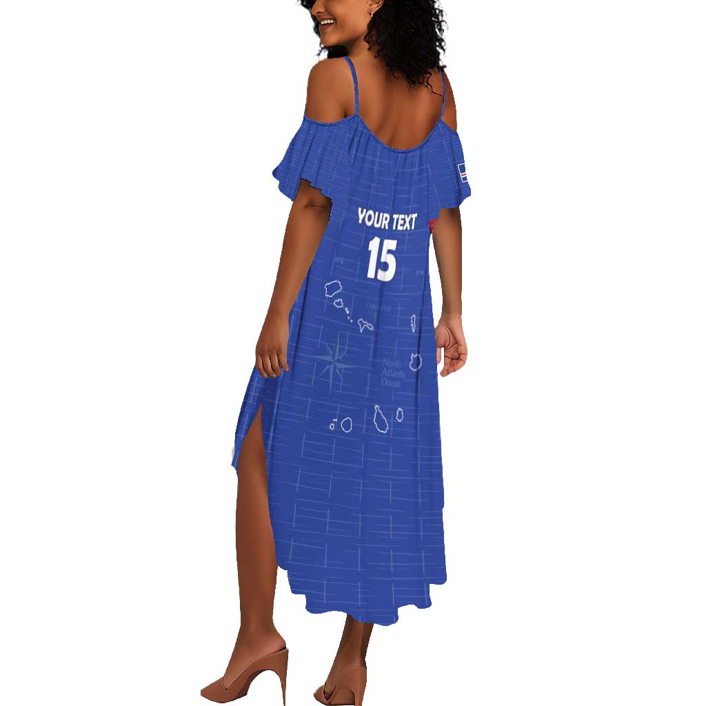 Custom Cabo Verde Football Summer Maxi Dress Go Tubaroes Azuis Go - Blue - African Pride
