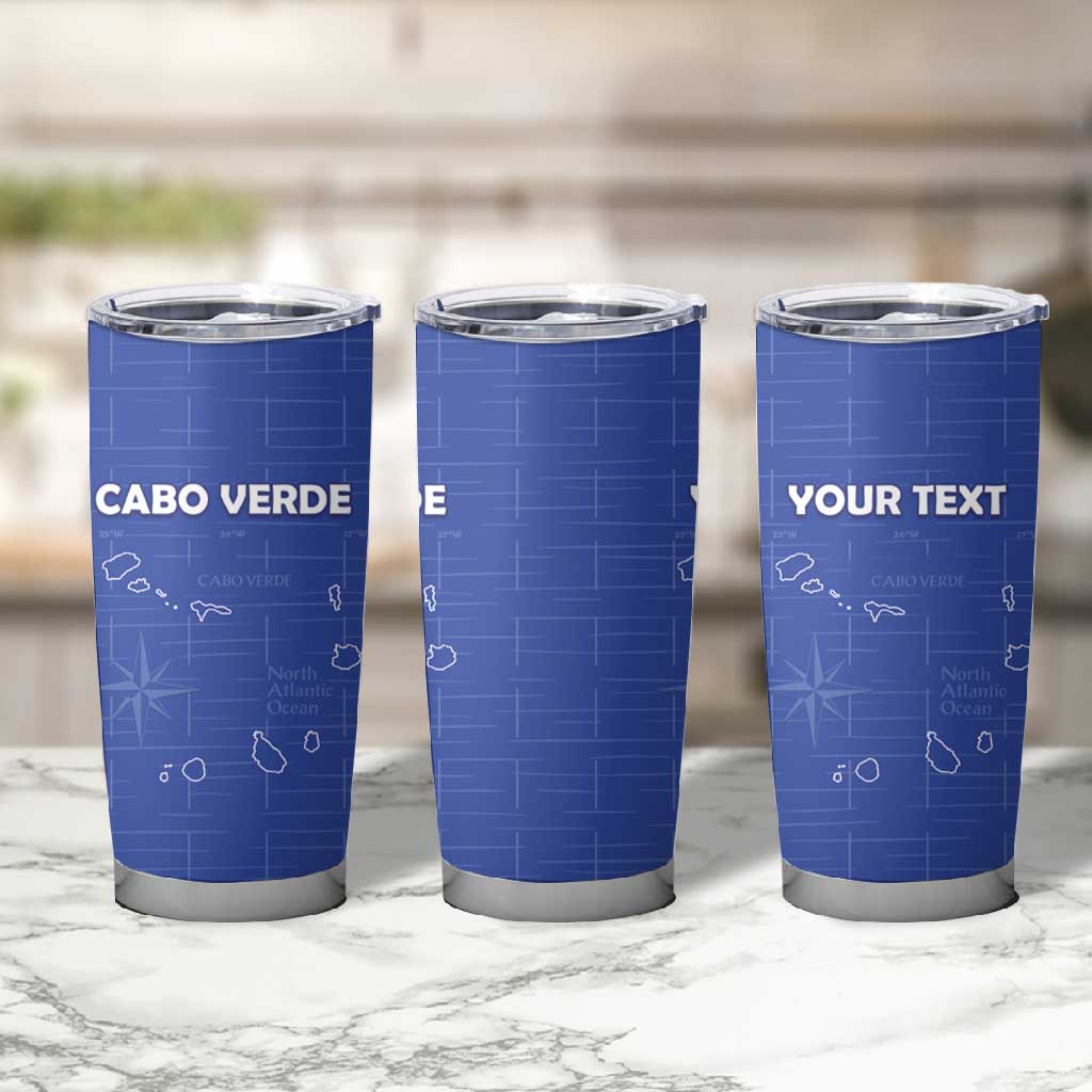 Custom Cabo Verde Football Tumbler Cup Go Tubaroes Azuis Go - Blue - African Pride