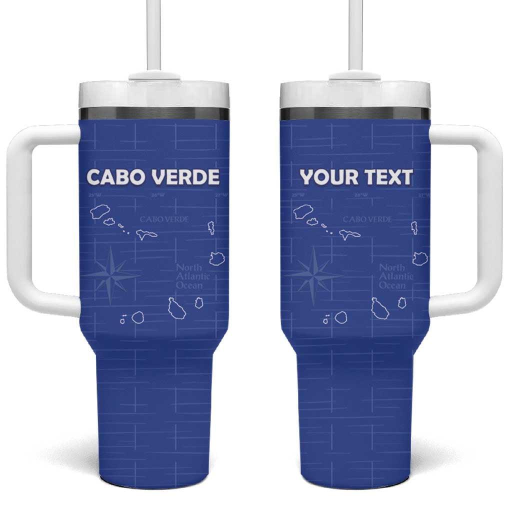 Custom Cabo Verde Football Tumbler With Handle Go Tubaroes Azuis Go - Blue - African Pride