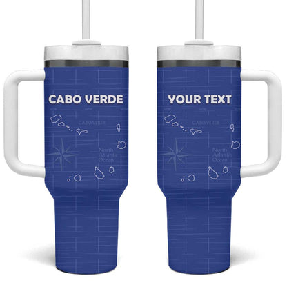 Custom Cabo Verde Football Tumbler With Handle Go Tubaroes Azuis Go - Blue - African Pride