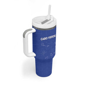 Custom Cabo Verde Football Tumbler With Handle Go Tubaroes Azuis Go - Blue - African Pride