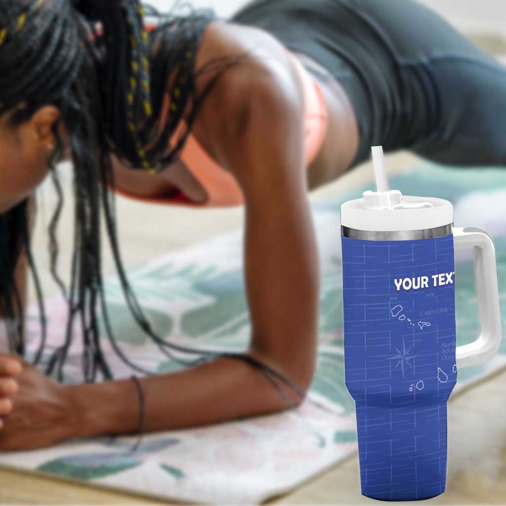 Custom Cabo Verde Football Tumbler With Handle Go Tubaroes Azuis Go - Blue - African Pride