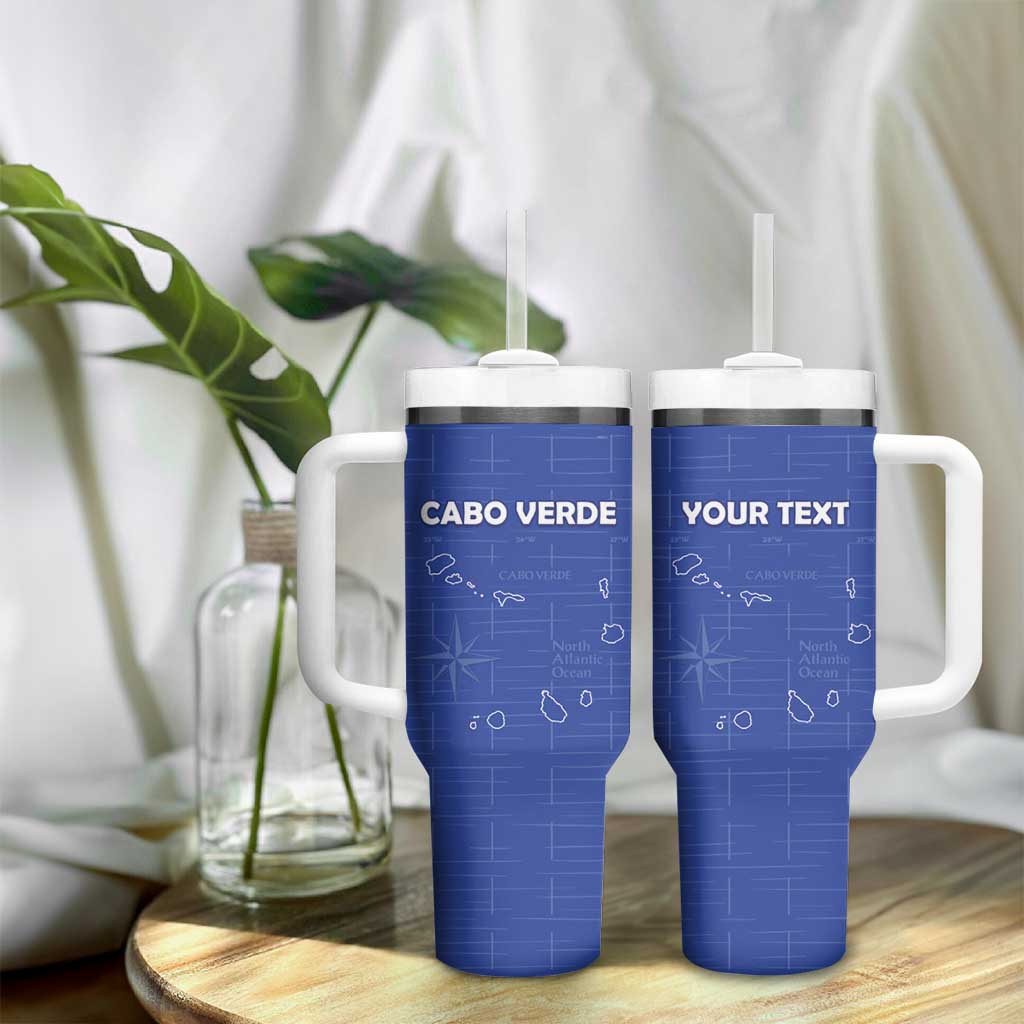 Custom Cabo Verde Football Tumbler With Handle Go Tubaroes Azuis Go - Blue - African Pride