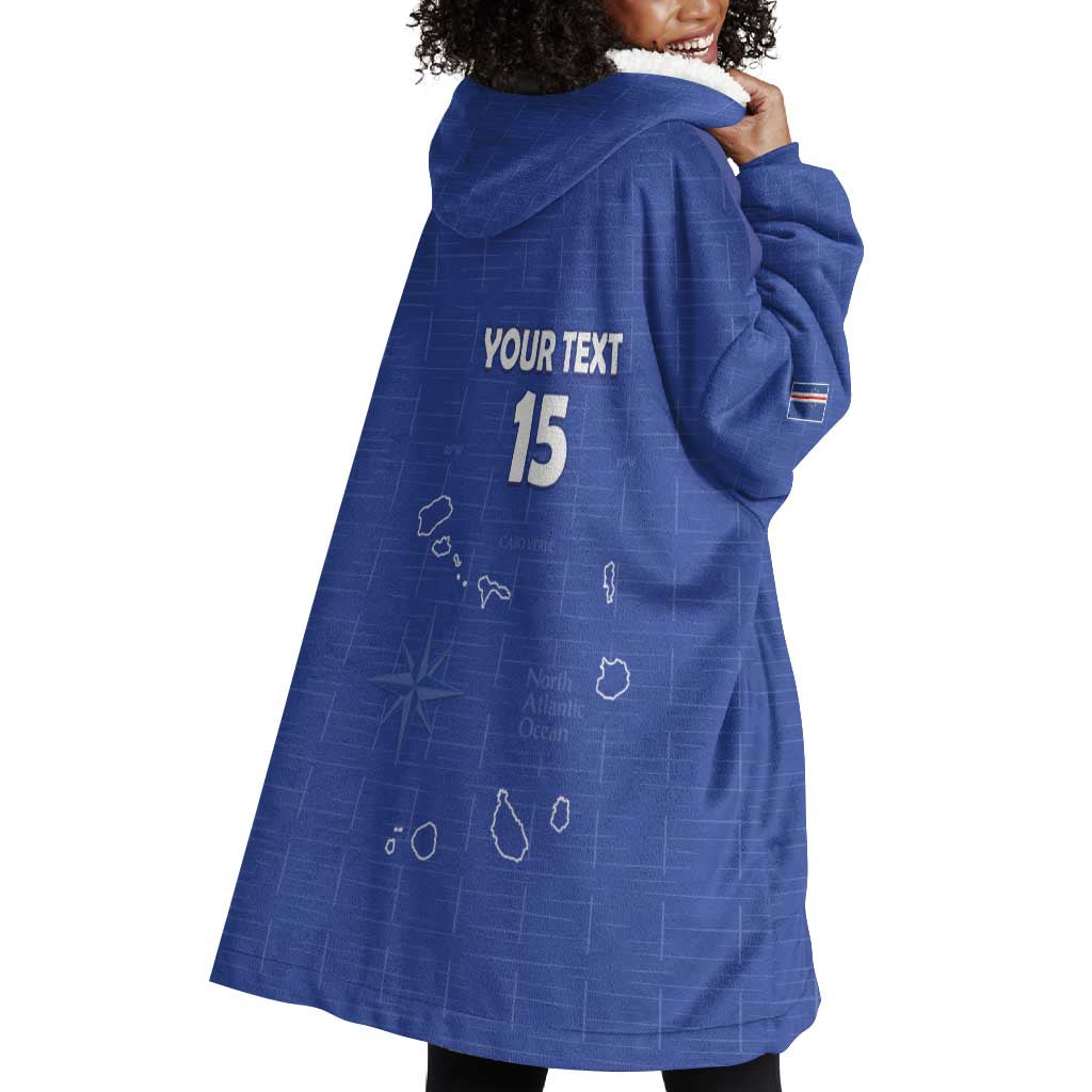 Custom Cabo Verde Football Wearable Blanket Hoodie Go Tubaroes Azuis Go - Blue - African Pride