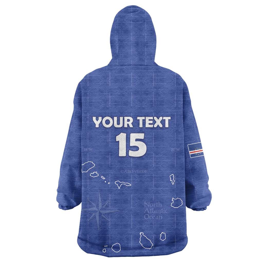 Custom Cabo Verde Football Wearable Blanket Hoodie Go Tubaroes Azuis Go - Blue - African Pride