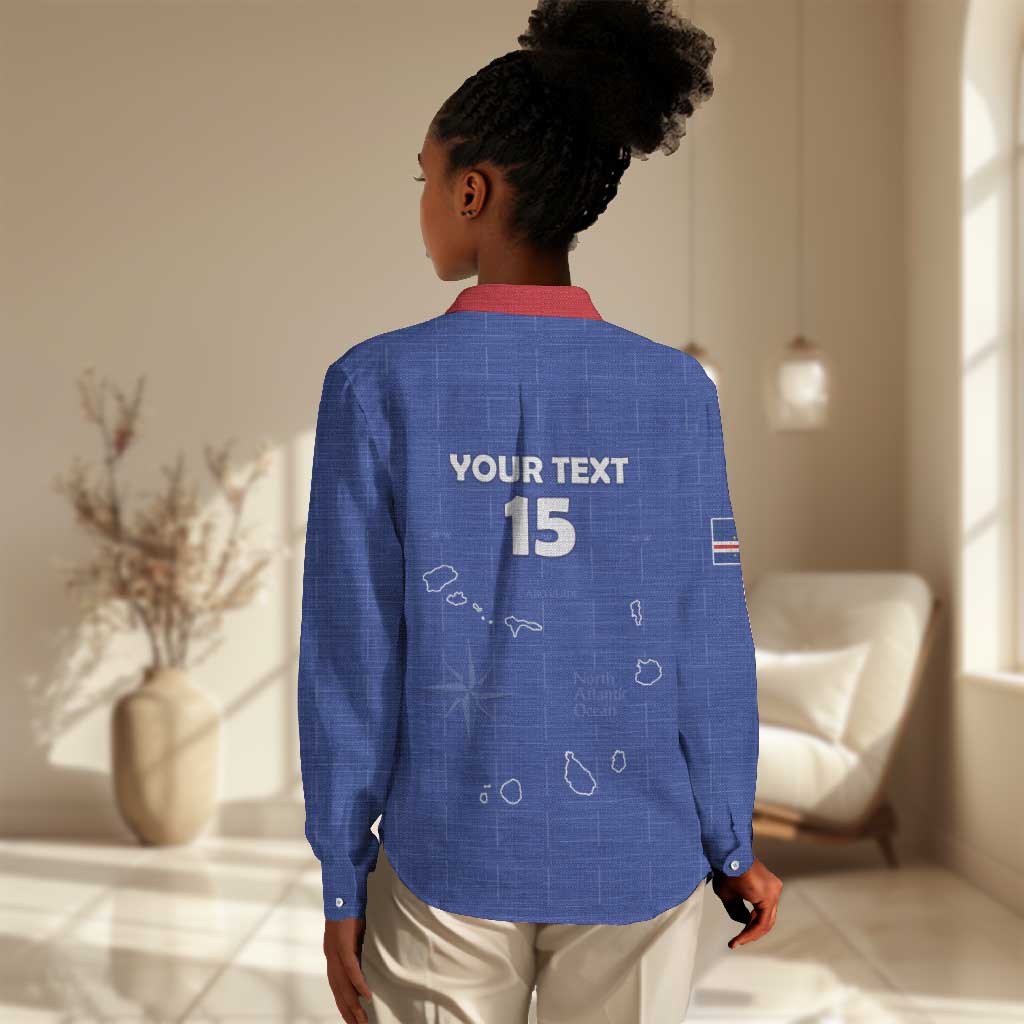 Custom Cabo Verde Football Women Casual Shirt Go Tubaroes Azuis Go - Blue - African Pride