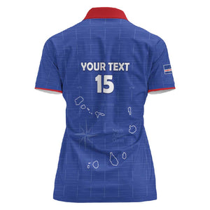 Custom Cabo Verde Football Women Polo Shirt Go Tubaroes Azuis Go - Blue - African Pride