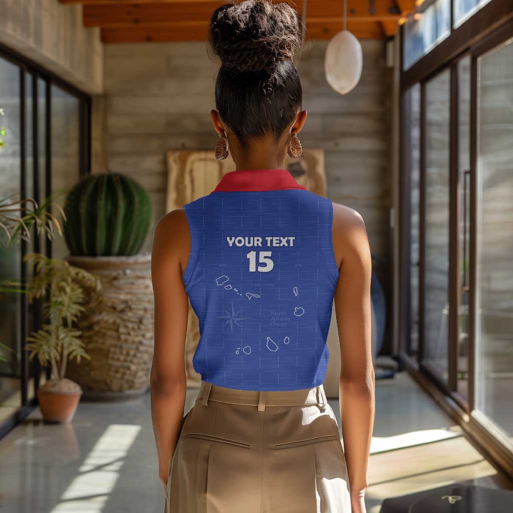 Custom Cabo Verde Football Women Sleeveless Polo Shirt Go Tubaroes Azuis Go - Blue - African Pride