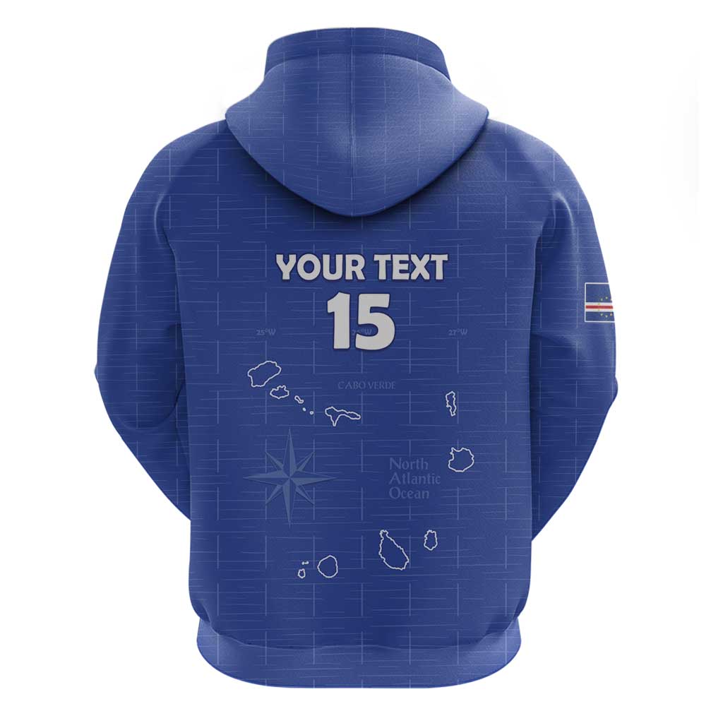 Custom Cabo Verde Football Zip Hoodie Go Tubaroes Azuis Go - Blue - African Pride
