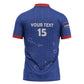 Custom Cape Verde Football Zipper Polo Shirt Come On Tubaroes Azuis - Blue