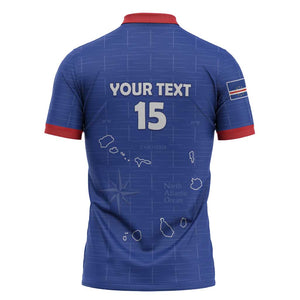 Custom Cape Verde Football Zipper Polo Shirt Come On Tubaroes Azuis - Blue